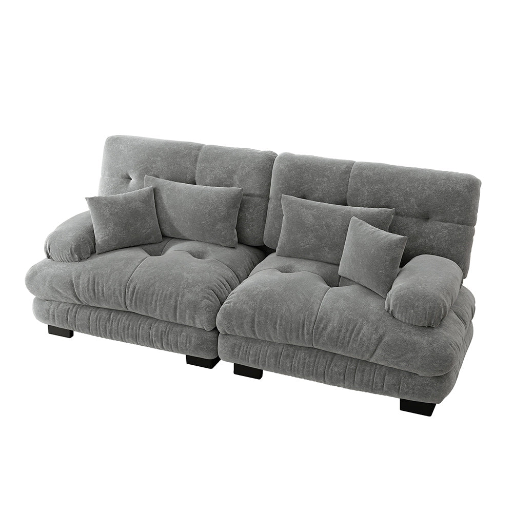 Divano angolare Cloud - Xylo - 2 posti in chenille con struttura in legno massello, grigio
