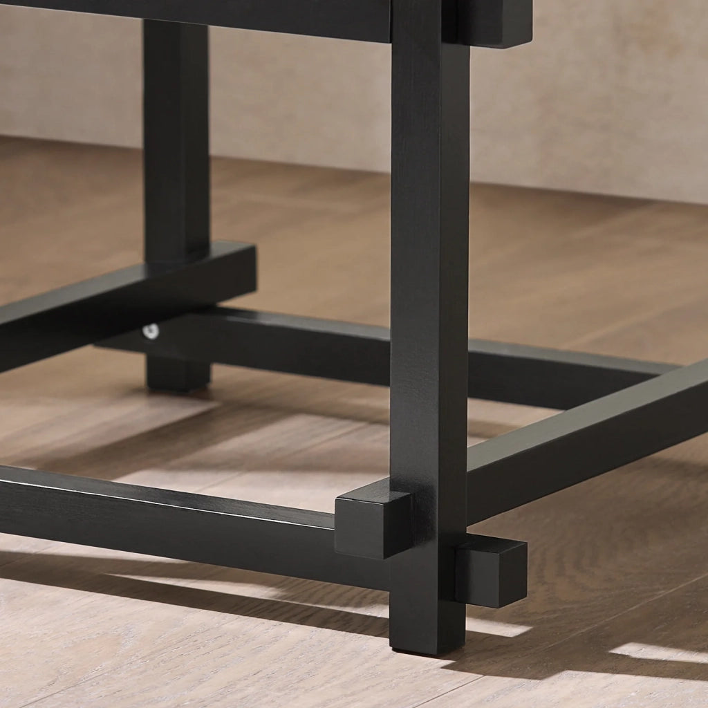 HFBT03-SCH - Tavolino da caffè, comodino, comodino, tavolino da balcone, tavolino da divano, colore nero, 40 x 60 x 40 cm