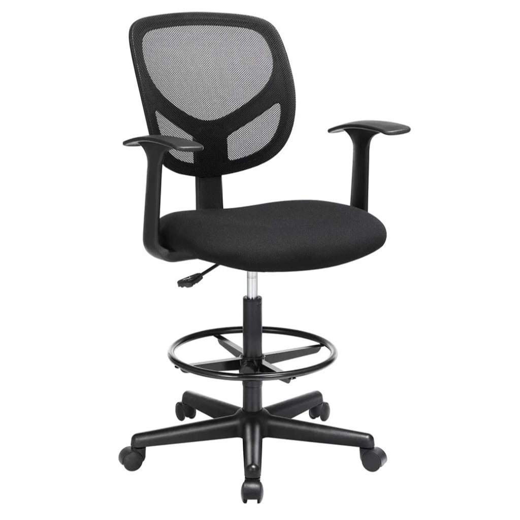 Sedia/sgabello da ufficio ergonomico con poggiapiedi regolabile in altezza girevole a 360° per scrivania in piedi nero 12_0005903
