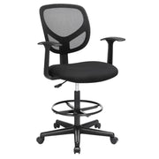 Sedia/sgabello da ufficio ergonomico con poggiapiedi regolabile in altezza girevole a 360° per scrivania in piedi nero 12_0005903