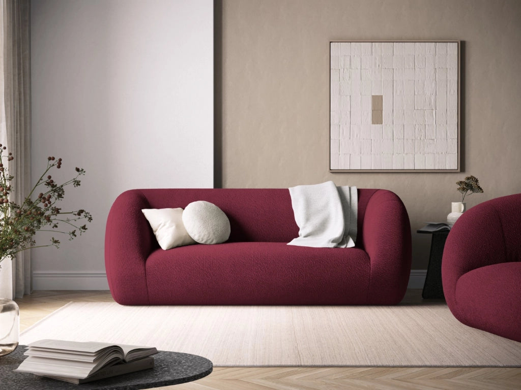 Cosmopolitan Design - Divano "Essen" 2 posti in bouclé bordeaux 