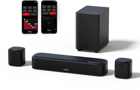 Sistema Home Cinematografo 5.1 - Incluse Subwoofer - Per TV - Con Connessione Bluetooth - Controllo tramite App - Con Illuminazione RGB - 280W Sistema Audio - Nero