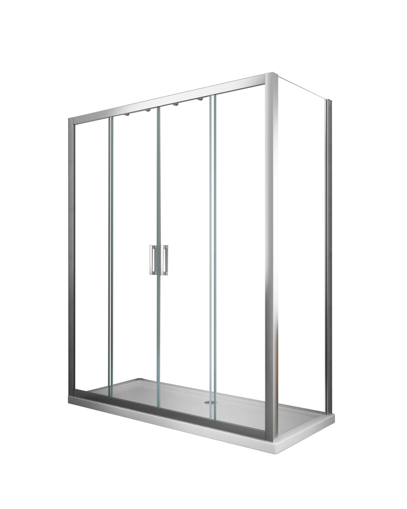 Box doccia 6 mm H 190 parete fissa e porta a 4 ante con apertura centrale MISURA 67,5-70 ANTA FISSA + PORTA 188-193