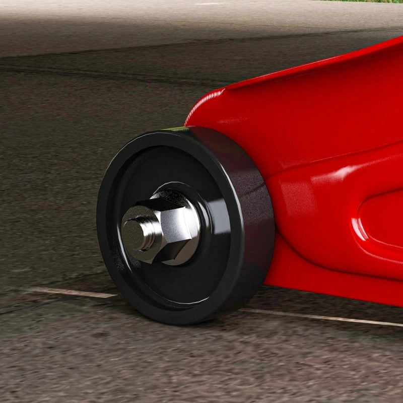 Cric idraulico compatto 2 t in acciaio con valvola di sicurezza, 12–30 cm, rosso