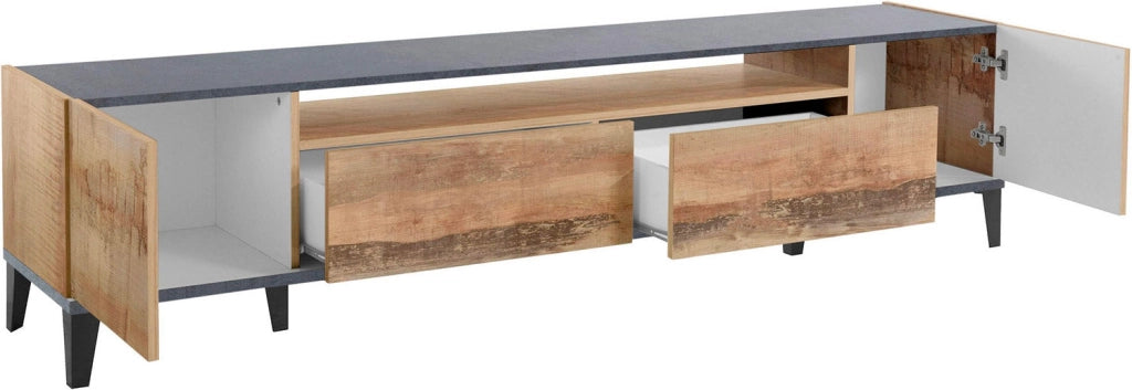 Mobile TV 2 Ante 2 Cassetti 200x40x47 cm Sunrise Acero Pereira e Ardesia