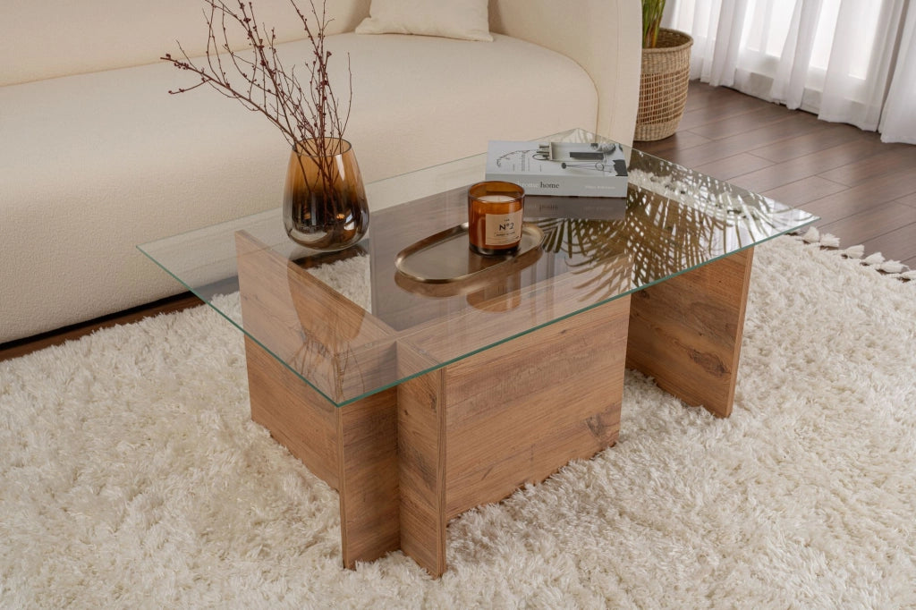 Tavolino in legno "Vetrino" - 105 x 65 x 40 cm - Pino atlantico