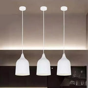 Trade Shop - Lampadario A Sospensione E27 Ferro Paralume Moderno Contemporaneo Campana Bianco 33313 -