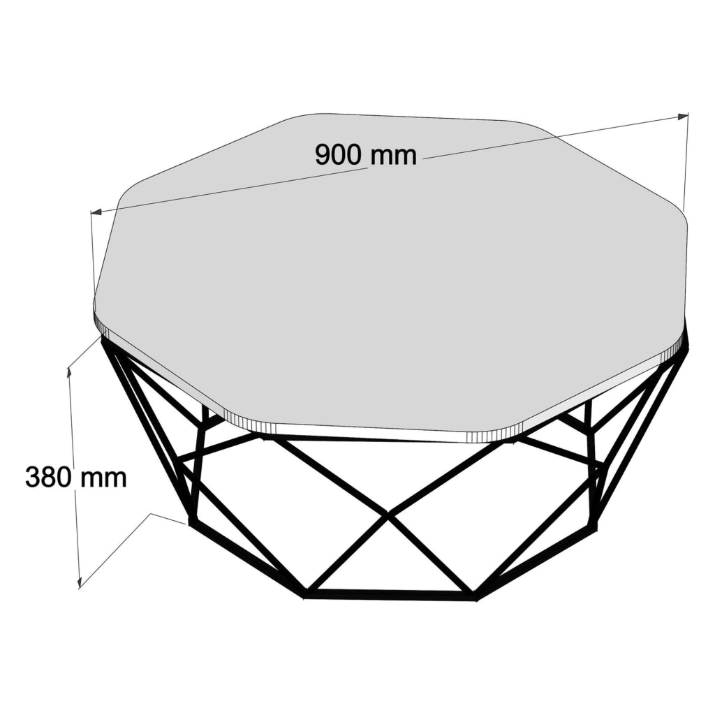 Coazzolo, Tavolino da Salotto Forma Ottagonale, 90x90x38h cm Nero