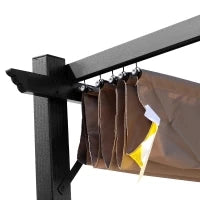 Gazebo Pergola da Giardino 3x4m con Telo in Poliestere e Struttura in Alluminio, Grigio e Marrone