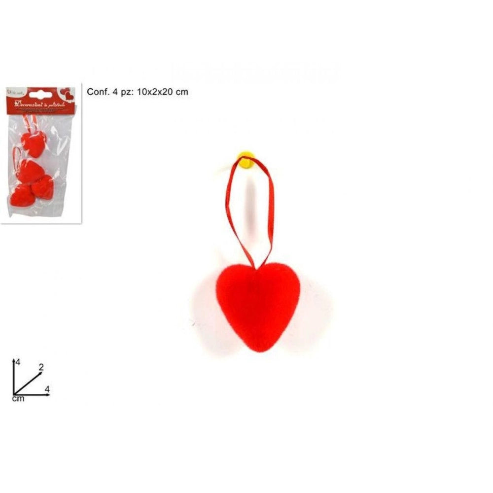 Trade Shop - Set Da 12 Pz. Appendini Cuori Cuoricini 4cm 18a010-40k Decorazioni San Valentino -
