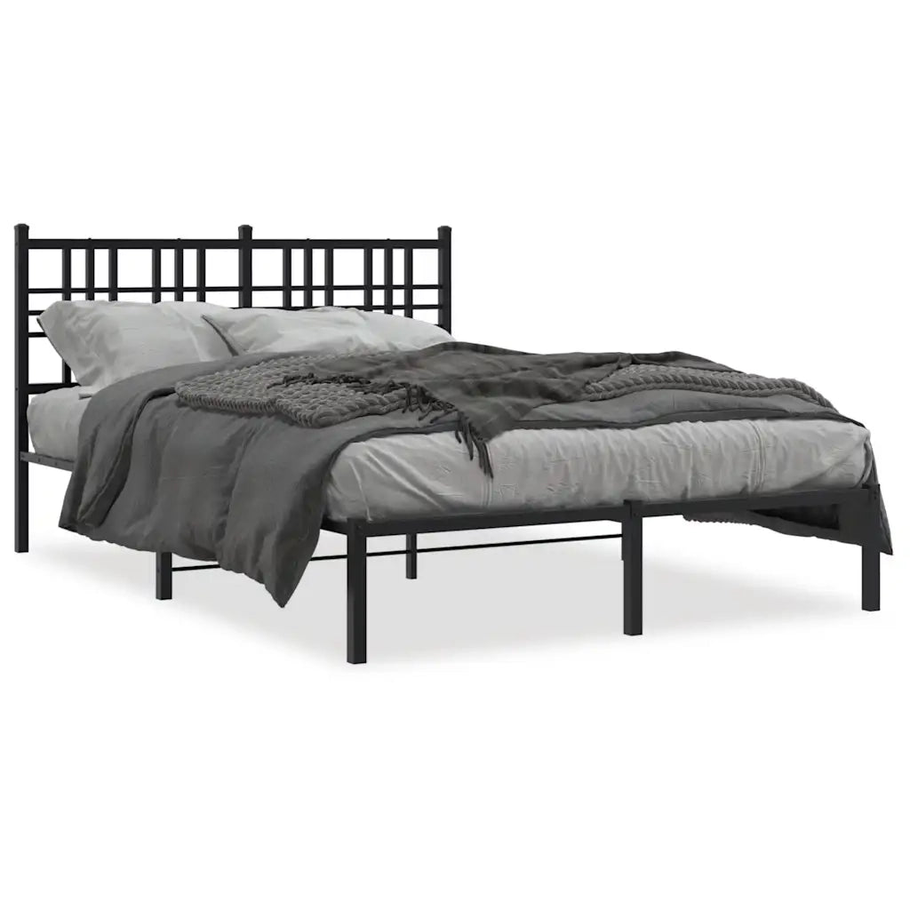 Letto matrimoniale | Letto per adulti | Giroletto con Testiera in Metallo Nero 120x200 cm