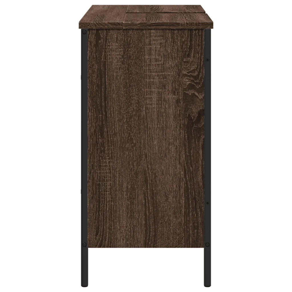 Mobile bagno dal design moderno e salvaspazio 80 x 30 x 60 cm in legno di rovere ingegnerizzato marrone 02_0049450