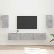 Set mobile TV 5 pz-Credenza per TV Grigio cemento Legno multistrato 500172