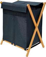 Asciugatrice a 2 cassetti, 100 l, asciugacapelli a bambù, sistema di separazione acqua, separatore acqua, legno, asciugacapelli, asciugatrice con coperchio, assi di bambù a X a forma (100 l, grigio)