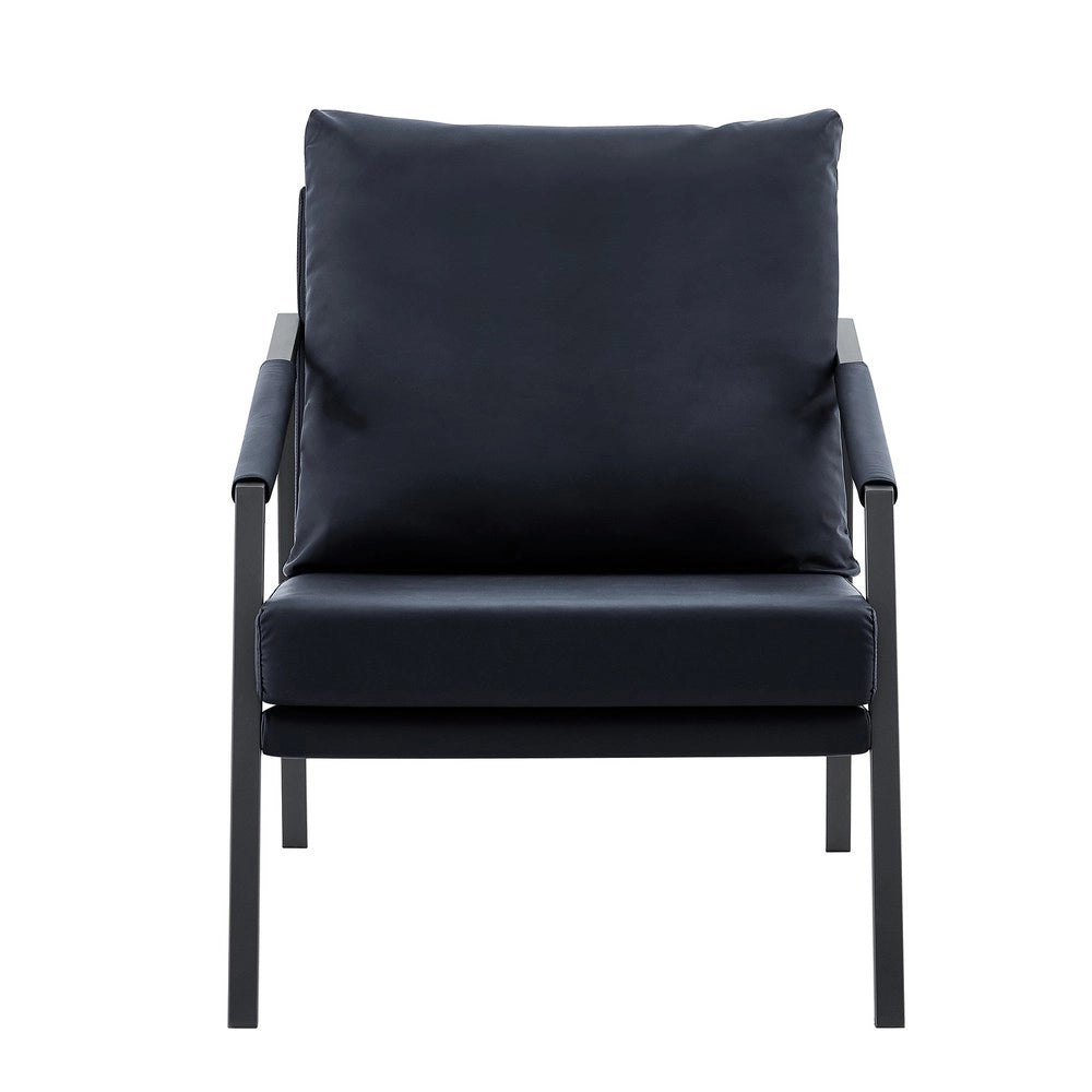 Poltrona in similpelle ¨C Minimal ¨C Nero struttura in metallo imbottita
