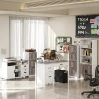 Libreria con Mensole Aperte e Armadio con Ante, 60x30x149,5 cm, Bianco e Marrone