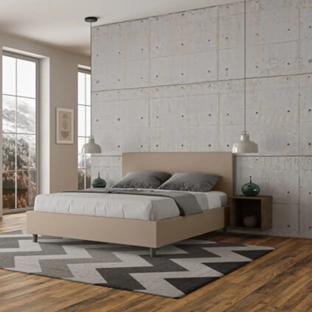 Letto matrimoniale senza rete imbottito 160x210 similpelle tortora Adele