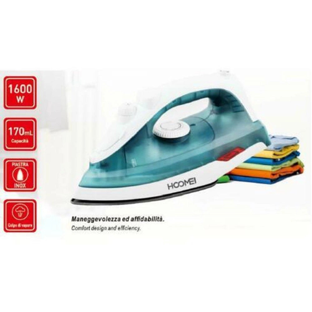 Trade Shop - Ferro Da Stiro 1600w 170ml Piastra Inox Maneggevole Con Impugnatura Ergonomica -