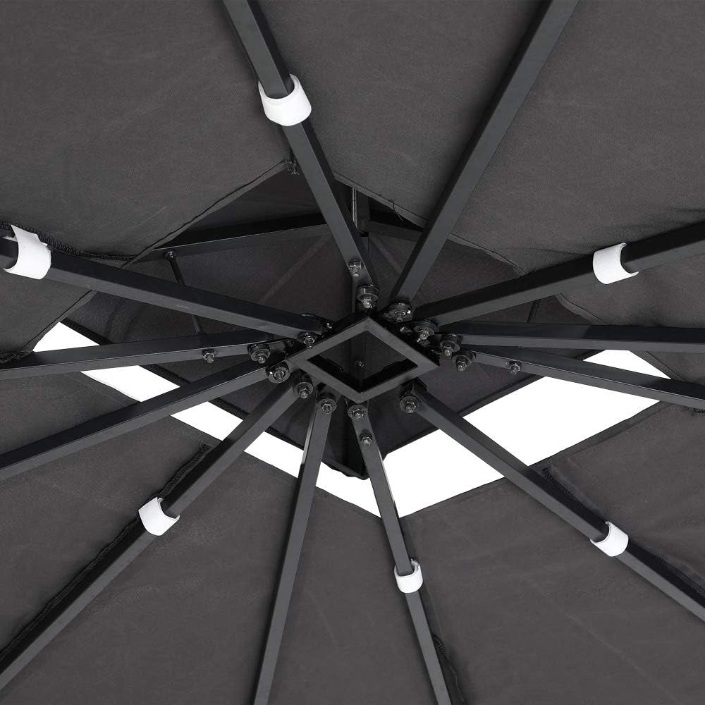 Gazebo da Giardino 3x4m Polyrattan Idrorepellente Padiglione Tendone Festa Protezione UV Nero