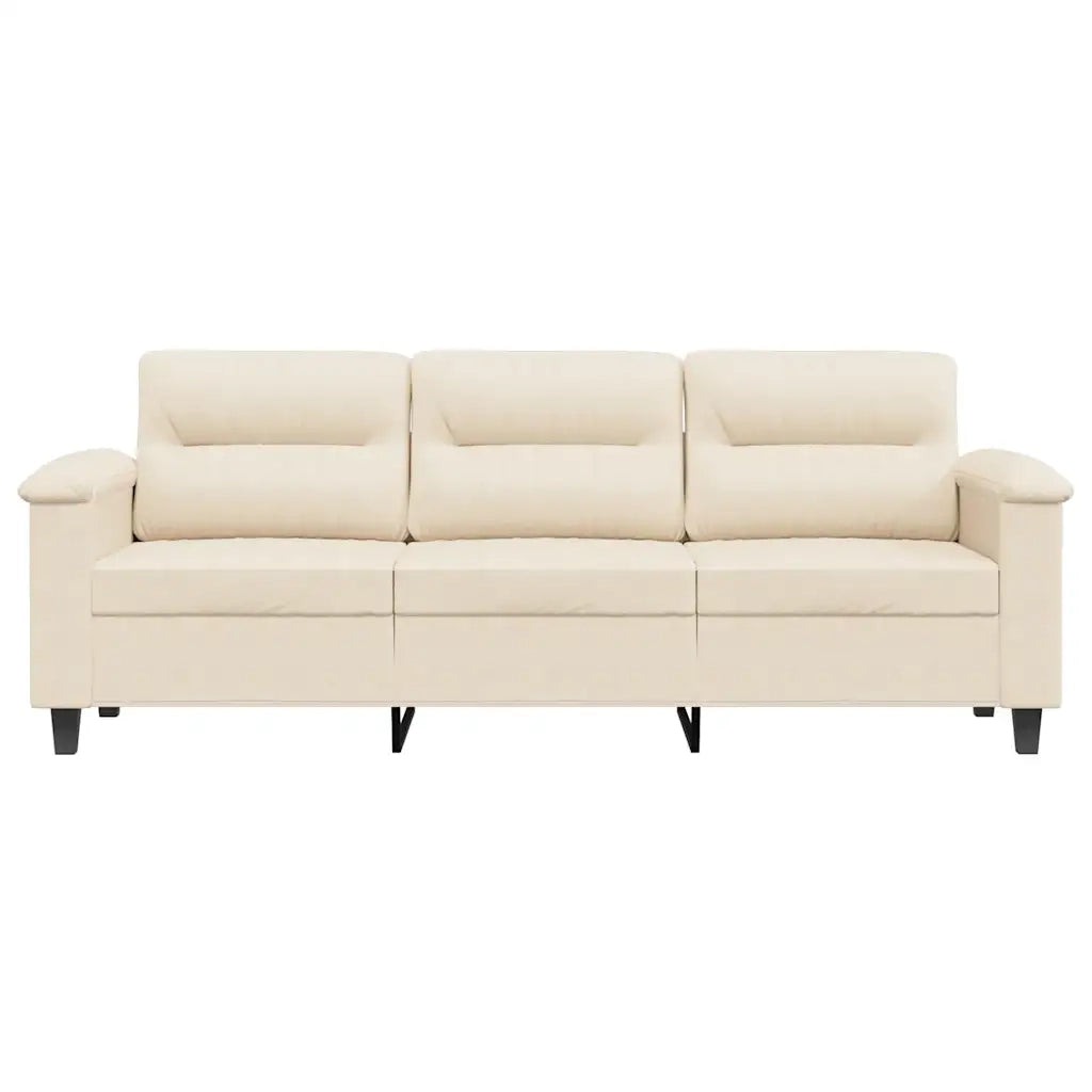 Divano a 3 Posti Beige 180 cm in Tessuto Microfibra 359572