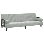 Divano letto con braccioli 205 x 89 x 70 cm velluto grigio chiaro 02_0019837
