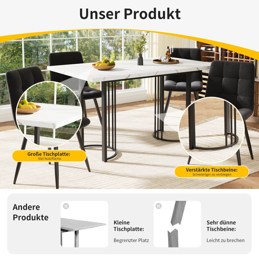 TAVOLO DA PRANZO ALLUNGABILE 140-179,5x80 cm MDF E METALLO NERO/BIANCO