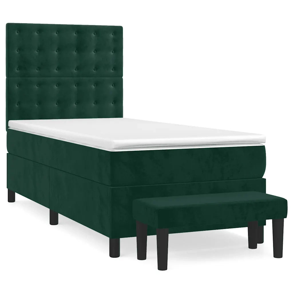 Giroletto a Molle con Materasso Verde Scuro 90x190 cm Velluto