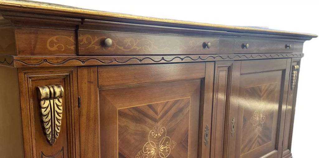 Madia credenza 2 porte in legno tinta bassano/foglia oro 213x55x115 - Mobili 2G