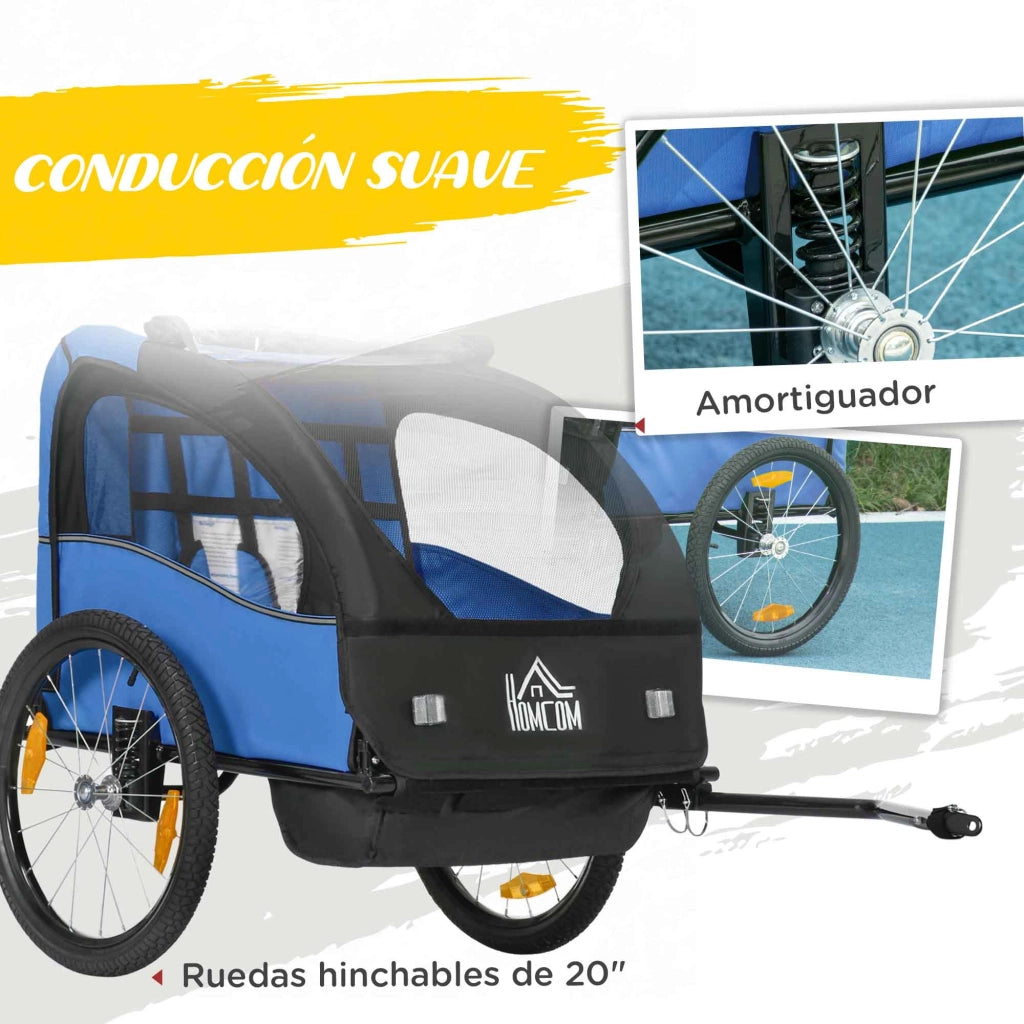 Carrello Bici Bambini con Sicurezza e Ammortizzatore ¨C Zephmum ¨C Blu