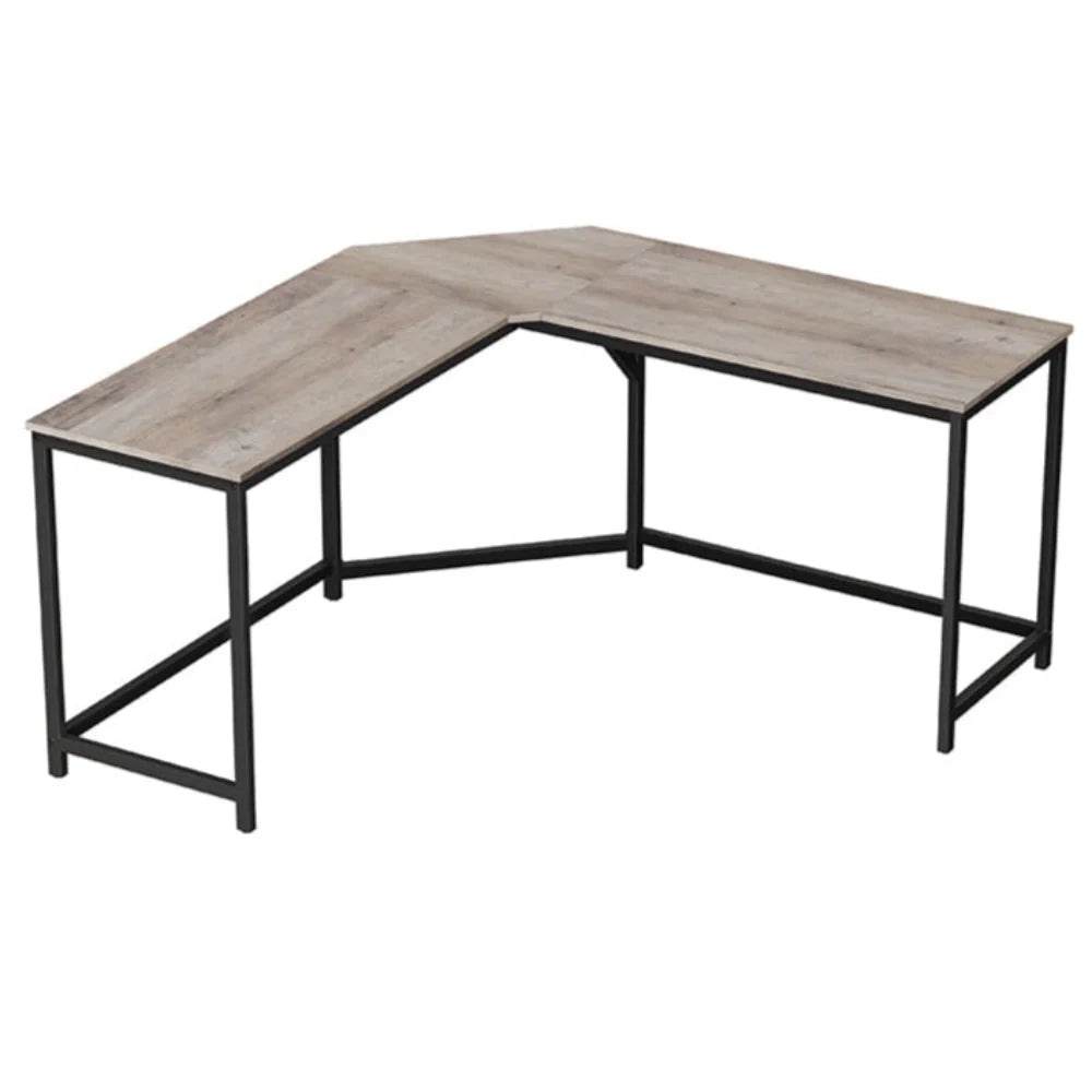 Scrivania angolare 149 x 149 x 76 cm tavolo a L per lavorare e studiare ufficio domestico salvaspazio facile da montare stile industriale beige e nero 12_0004566