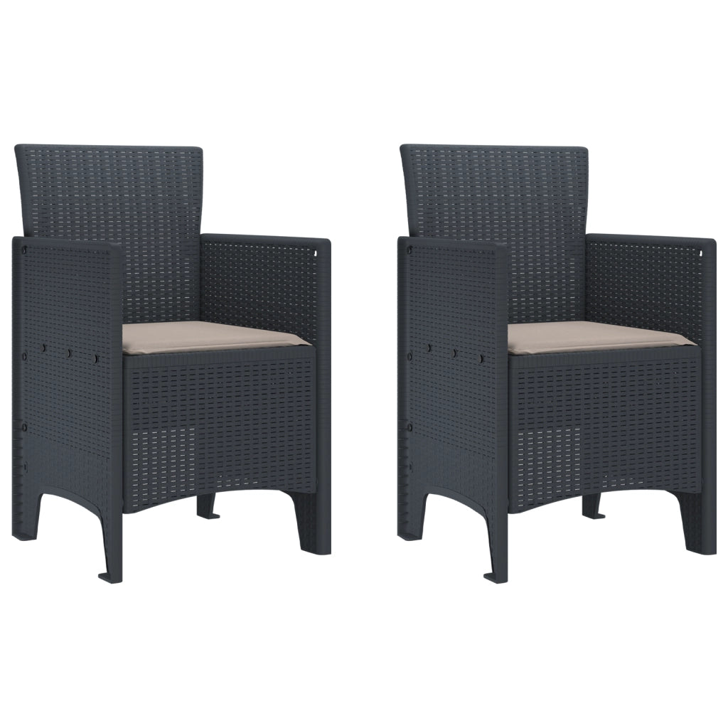 Sedie da Giardino 2 pz Antracite Polyrattan