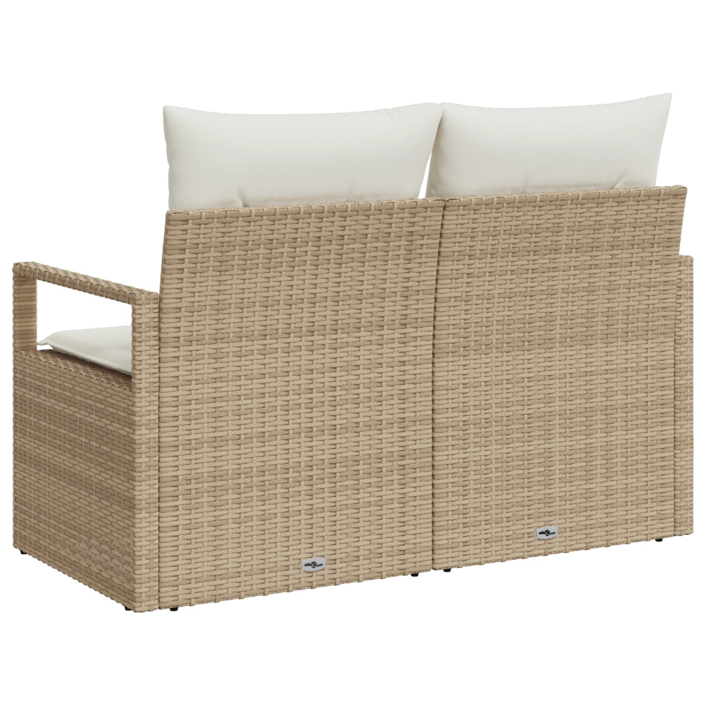 Divano da Giardino a 2 Posti con Cuscini Beige in Rattan Sintetico