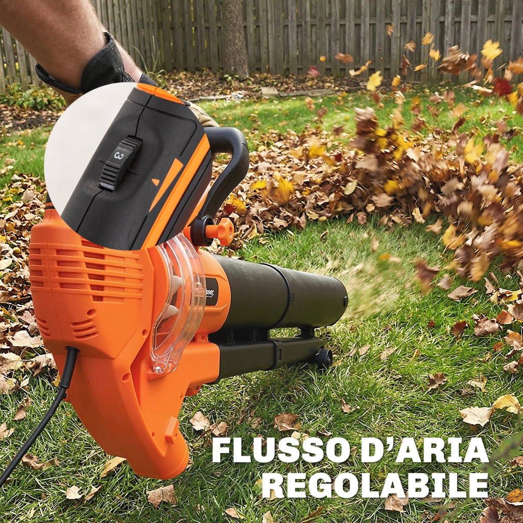 3-in-1 Soffiatore, Aspiratore, Trituratore per Foglie 3000W, Leggero
