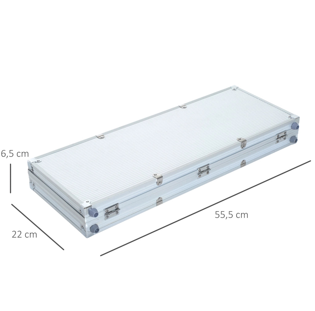 Set poker 500 fiches 55,5x22x6,5 cm multicolore in alluminio, 2 mazzi di carte