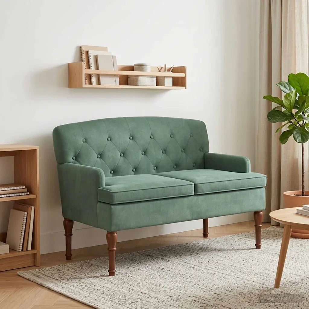 Loveseat con bottoni imbottiti Verde Mare 111 x 65 x 79 cm 42041854