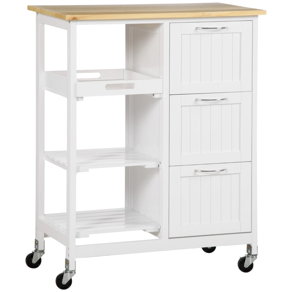 Carrello da cucina con 3 cassetti ¨C Xylo ¨C bianco stile country