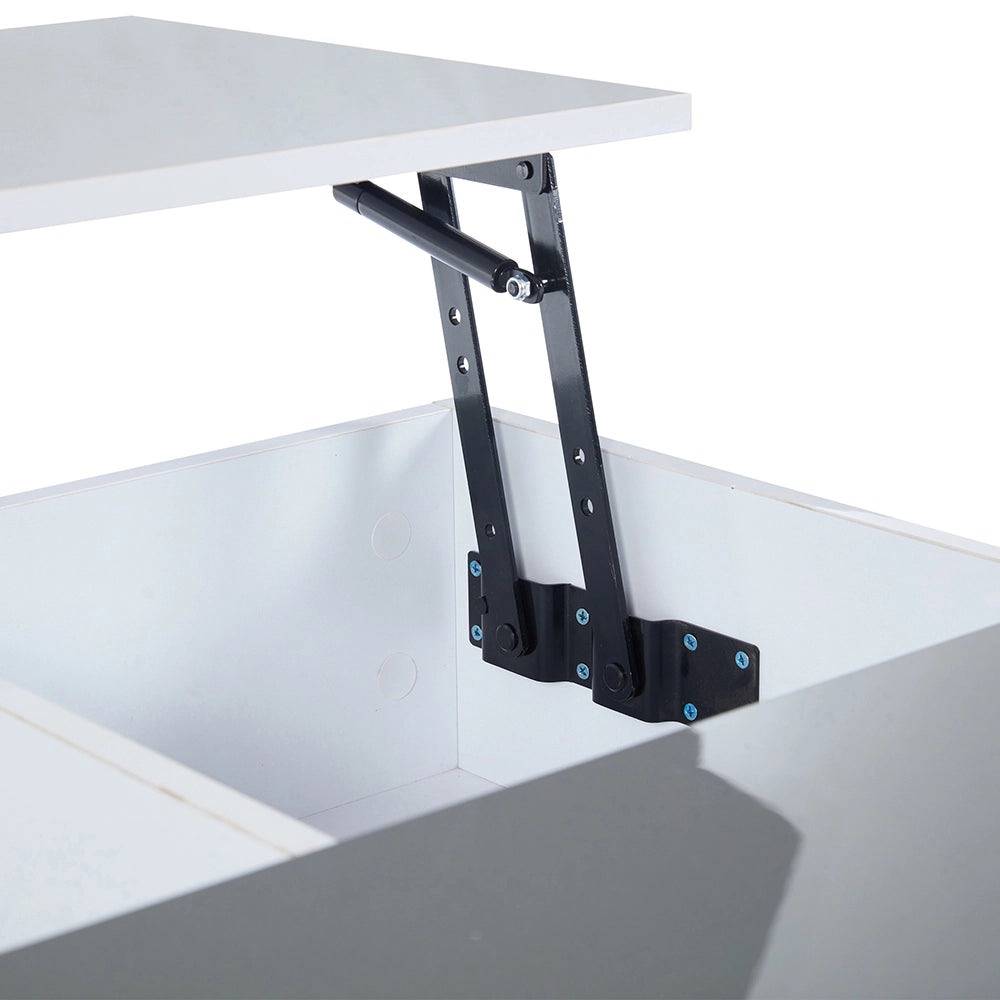 Tavolino-Xylo-70x70x35cm bianco regolabile LED cassetti