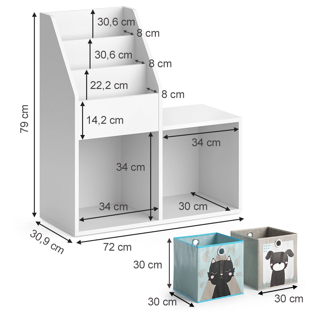 Vicco Libreria bambini Bianco 30.9 x 79 cm Mini, con 2 scatole pieghevoli opt.4