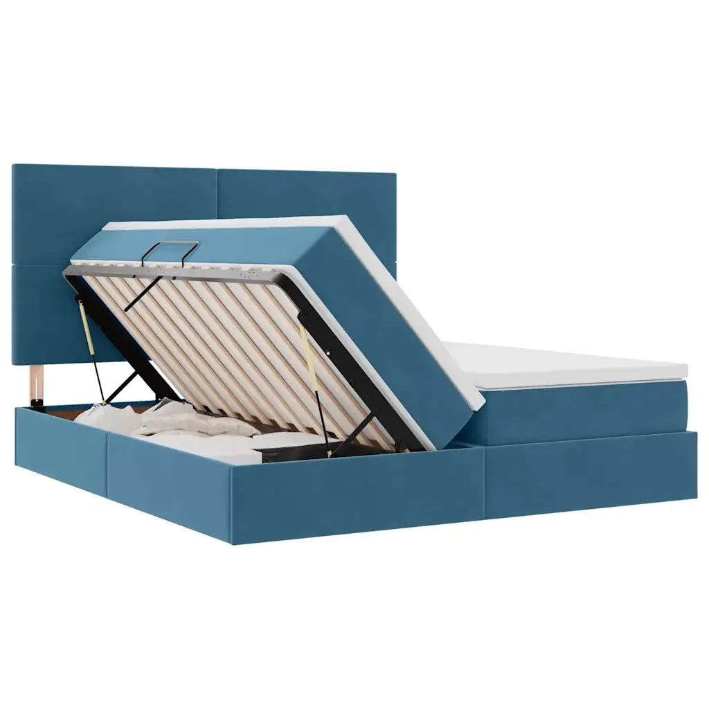Letto con Contenitore Blu Scuro 200 x 200 cm Velluto