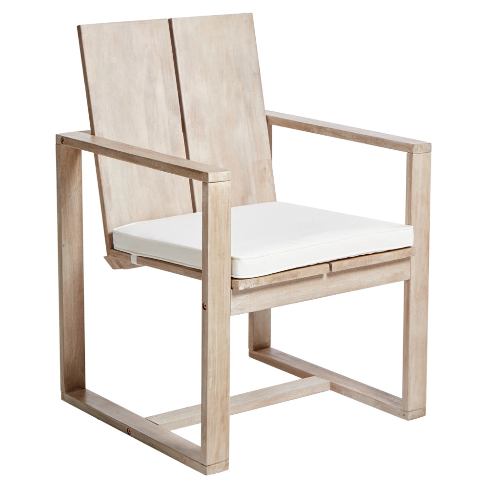 Set di 2 sedie da giardino in legno di acacia chiaro con braccioli stile rustico mediterraneo