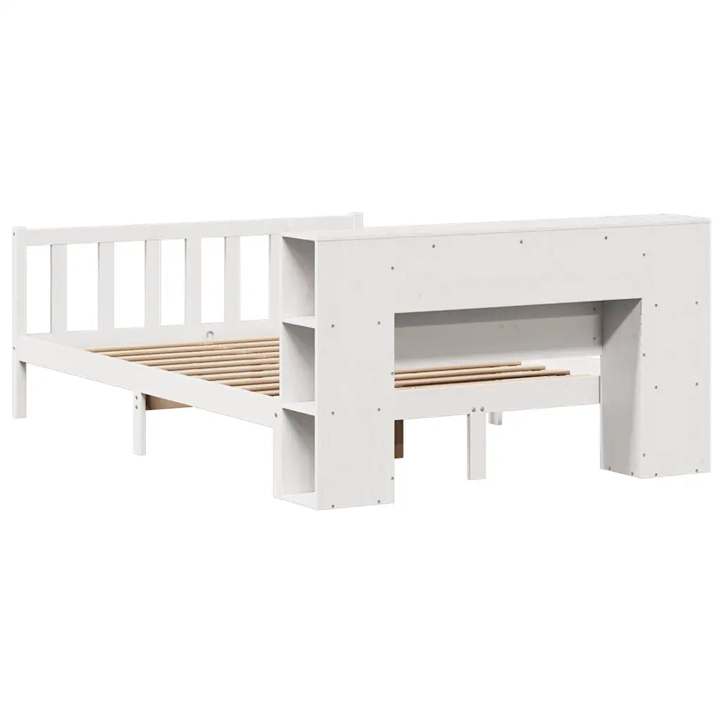 Letto Libreria senza Materasso Bianco 140x200 cm Legno di Pino 3321658