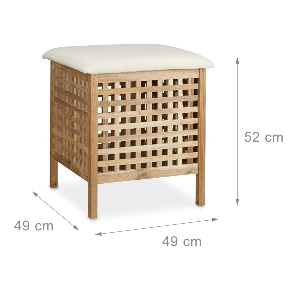 Sgabello da bagno con contenitore in legno di noce 13_0002787