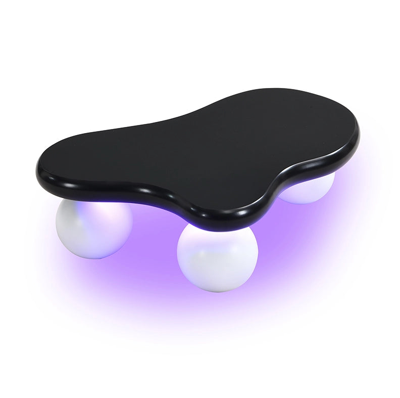 Tavolino da caffè a forma di nuvola con LED; 95x62;5x32 cm; in MDF nero e bianco