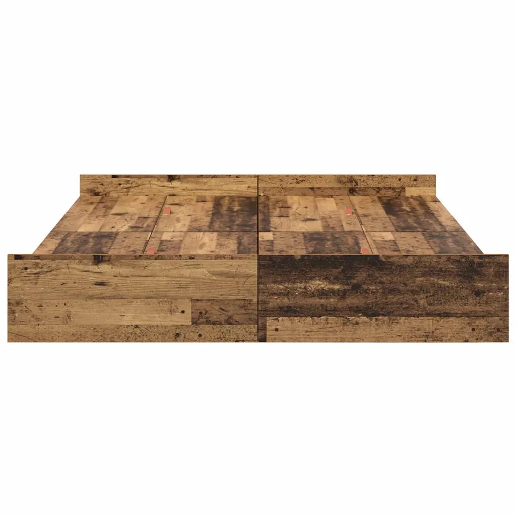 Struttura letto con contenitore-Giroletto con contenitore Legno vecchio 135 x 190 cm