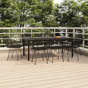 Set da Pranzo da Giardino 9 pz Nero in Polyrattan cod mxl 35577