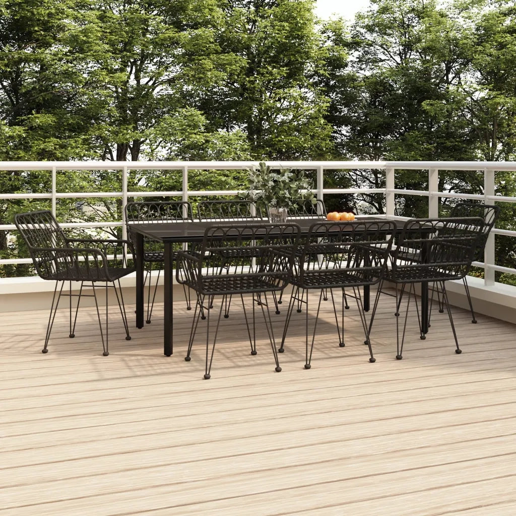 Set da Pranzo da Giardino 9 pz Nero in Polyrattan cod mxl 35577