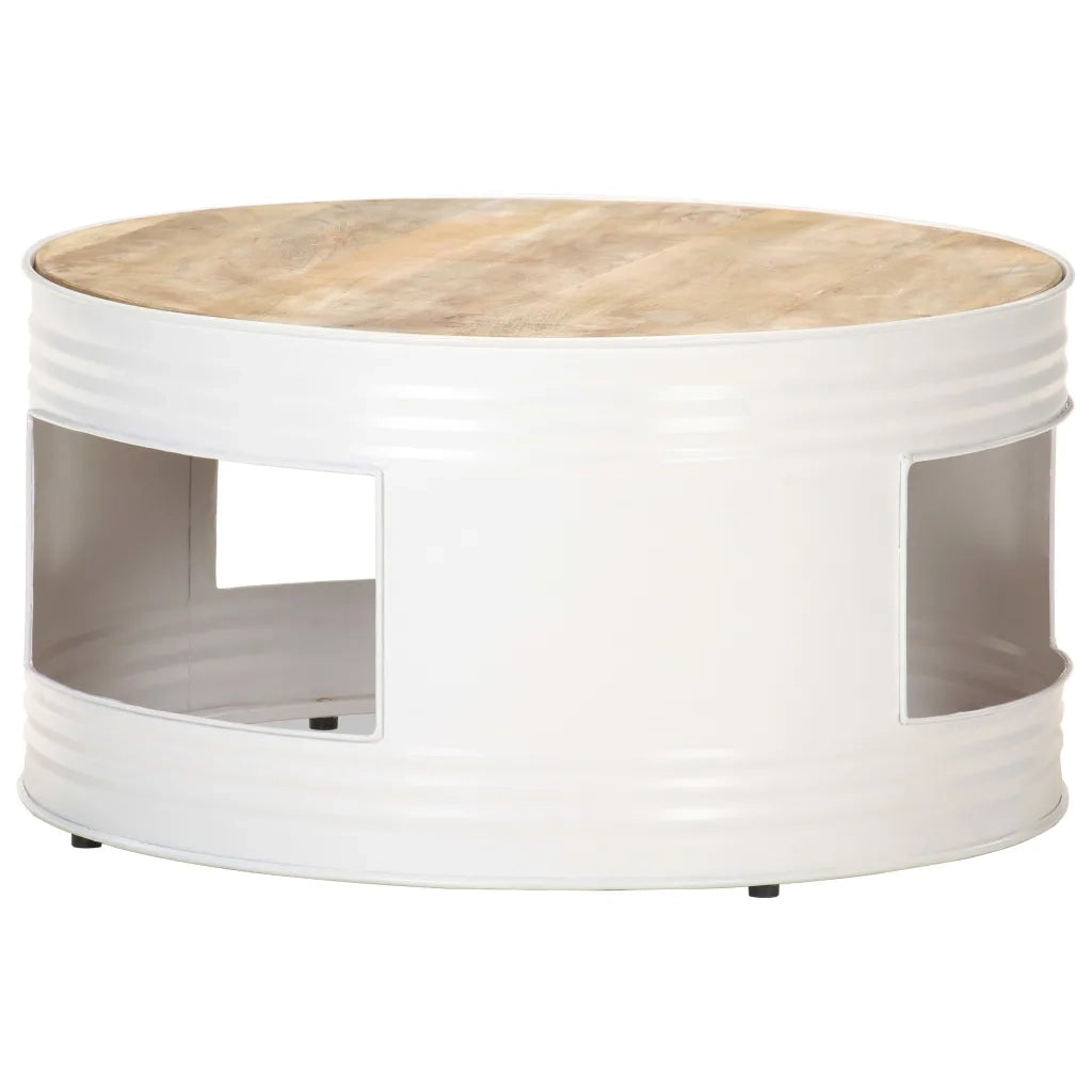 Tavolino da CaffÃ¨ Bianco 68x68x36 cm in Legno Massello di Mango cod mxl 57232