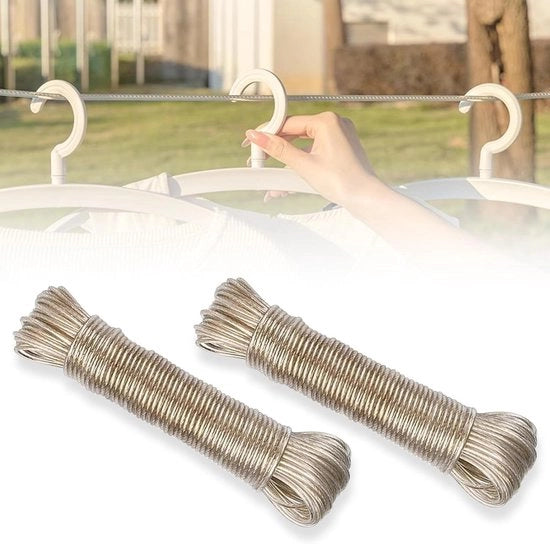 Cavo in acciaio da stendardo da 20m - 2 pezzi per esterno - accessori per giardino balcone tenda - spessore 0,3 cm