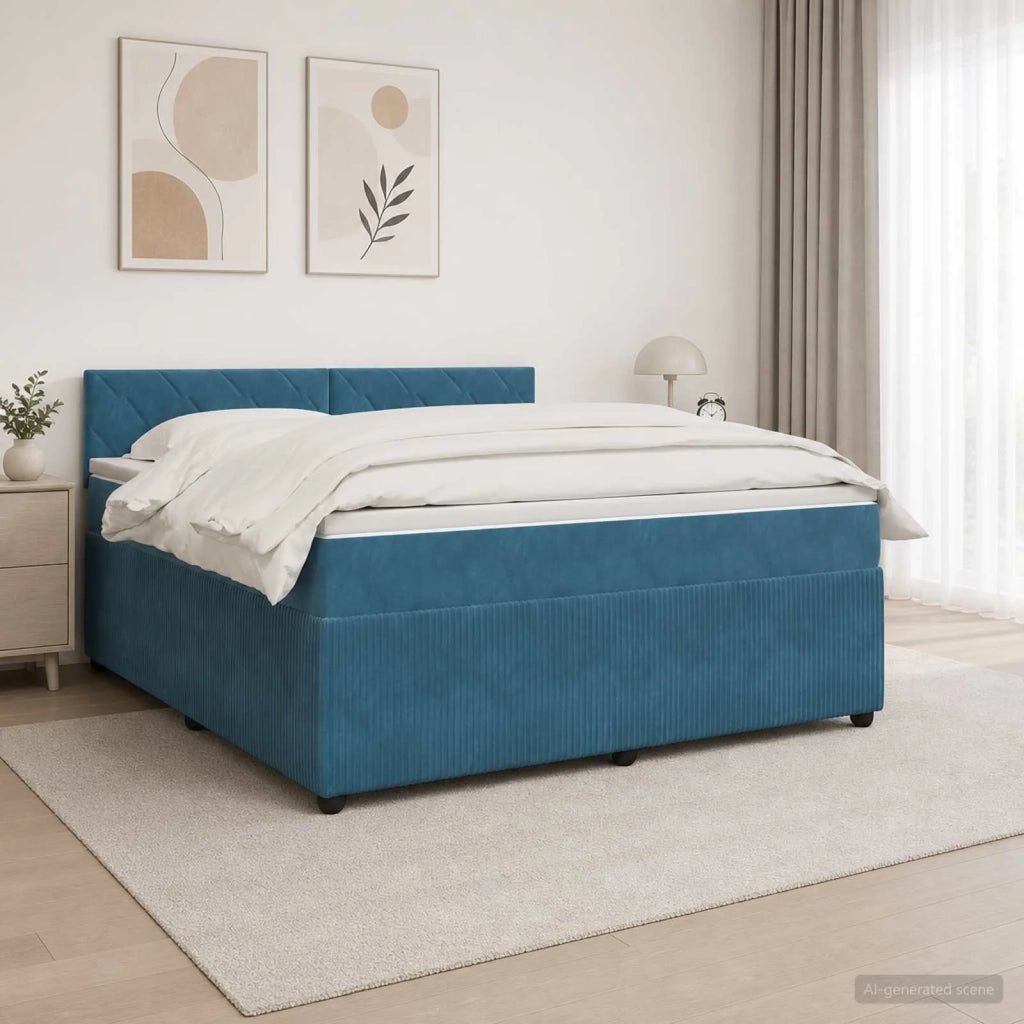 Letto box spring con materasso Blu 140 x 200 cm Velluto 3453165