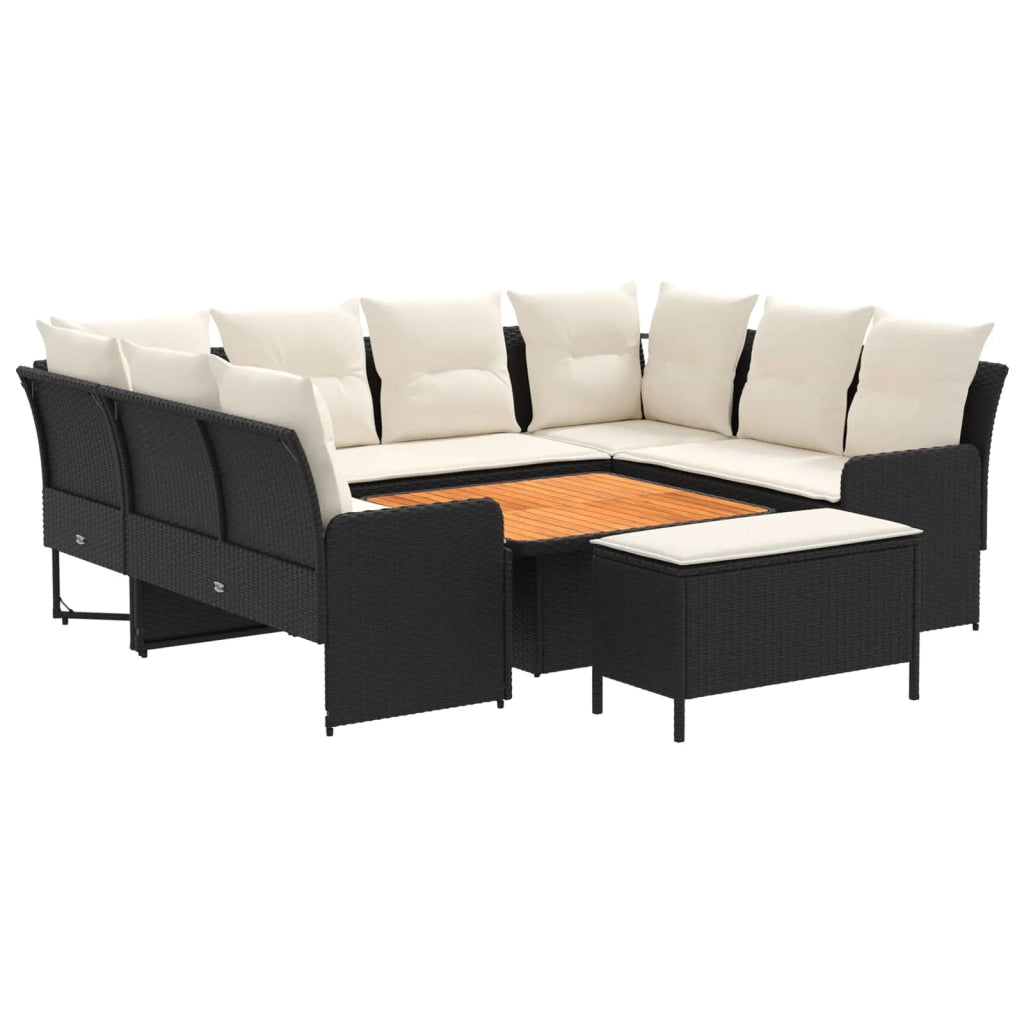Set di Mobili 7 pz Nero e Crema Rattan in PE 3422189